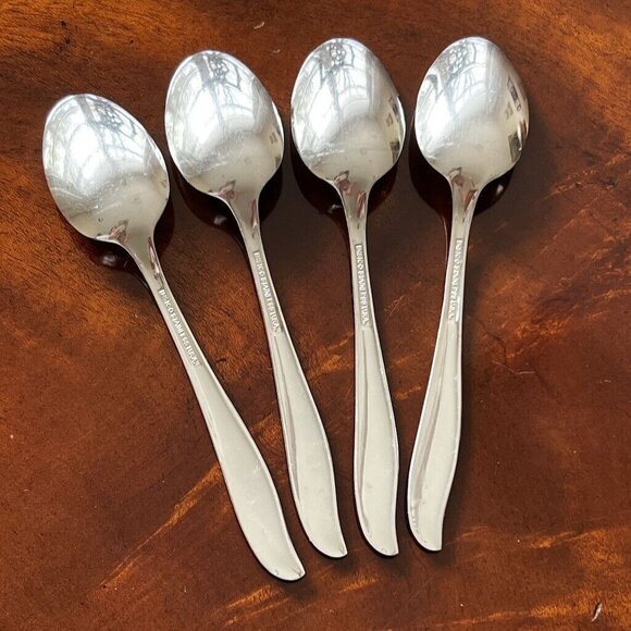 4 Vintage Insico Spoons Stainless Flatware Woodlore Interntional Silver - Picture 4 of 7